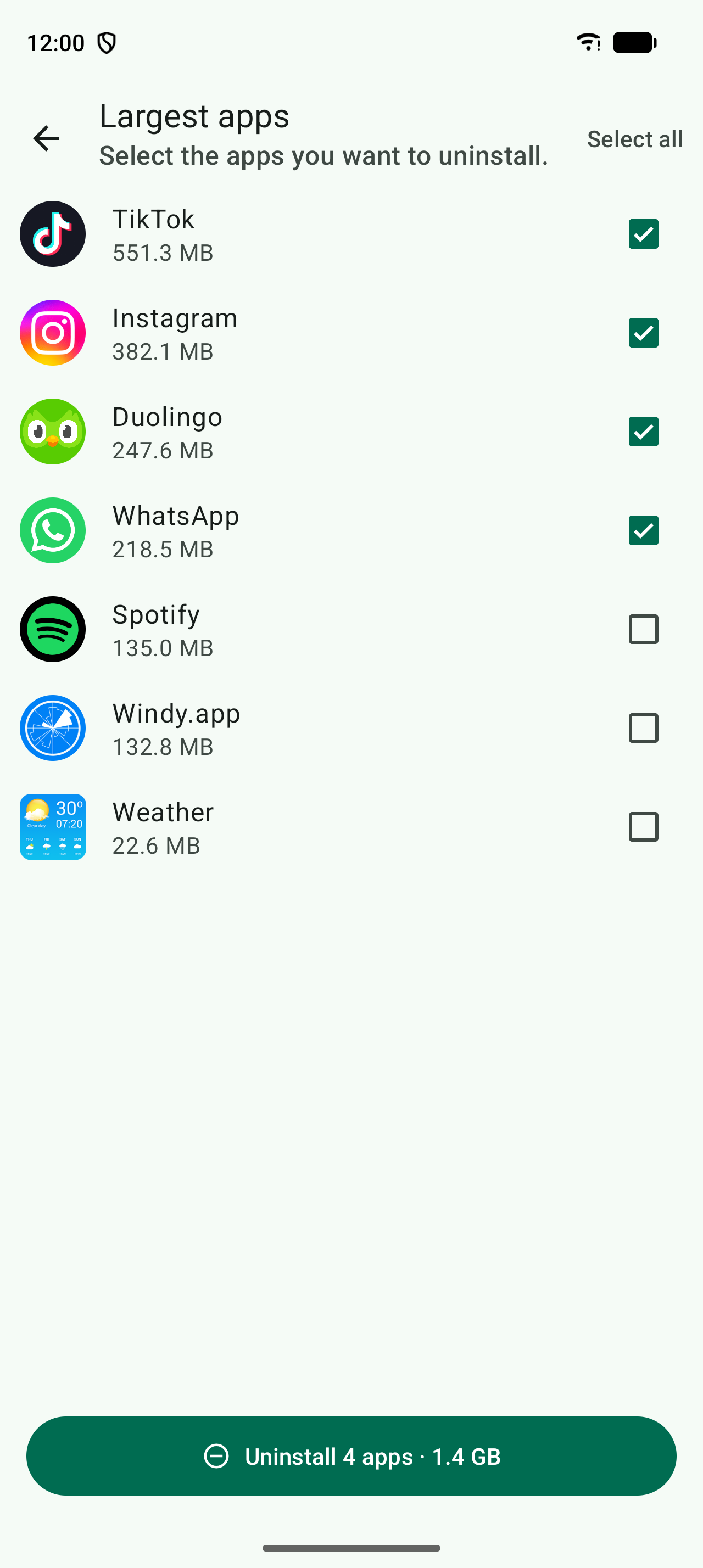 Review largest apps