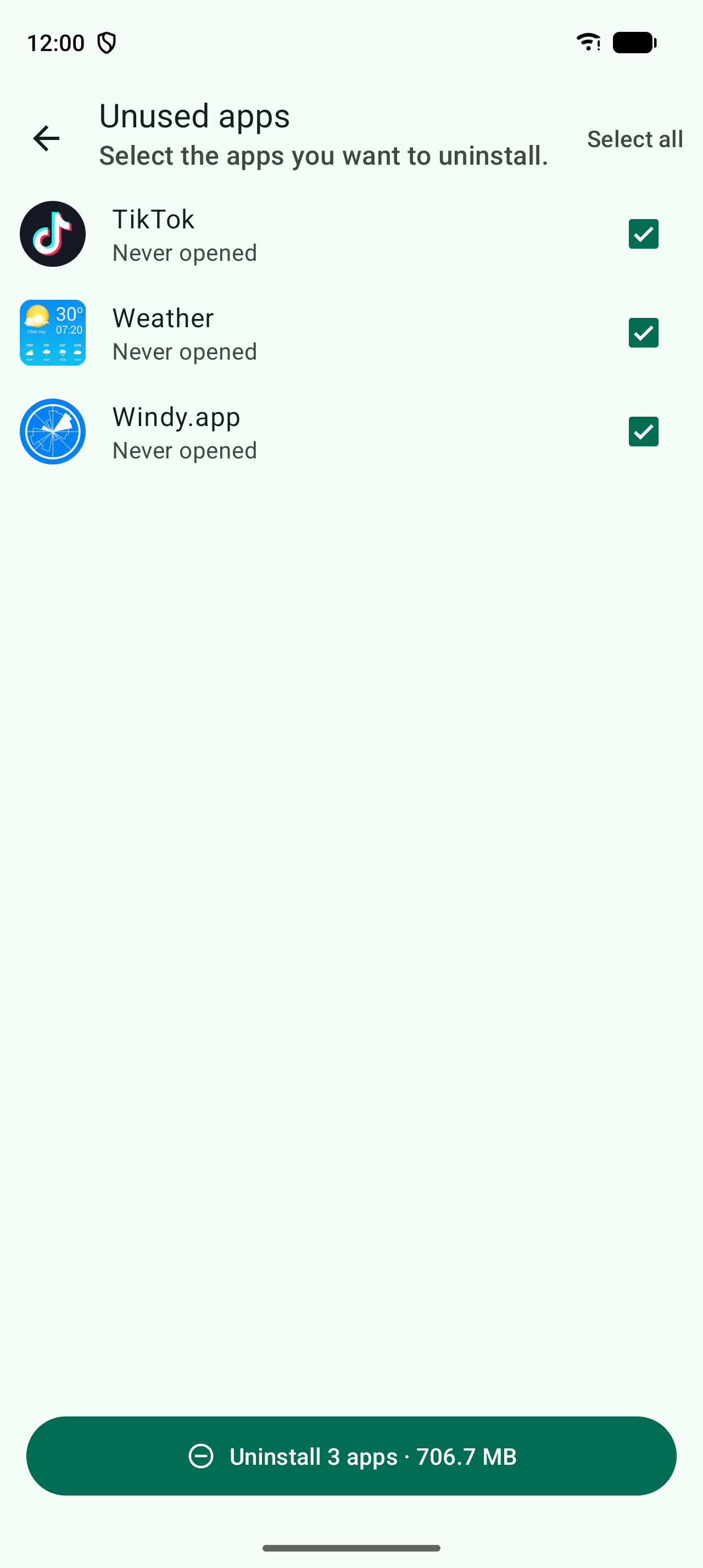 Review unused apps