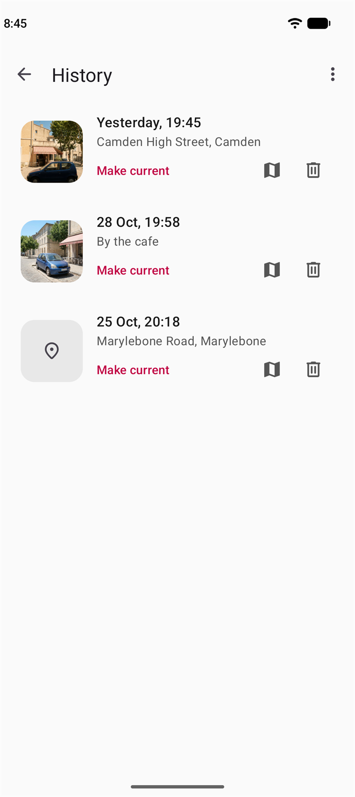 Parking history