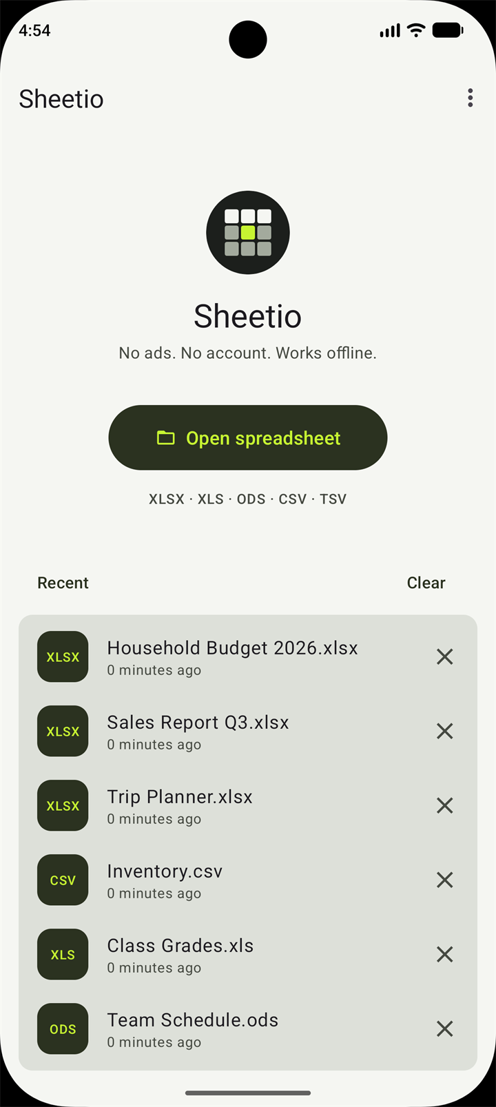 Home screen